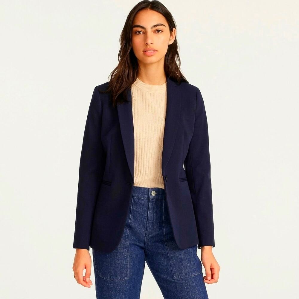J.Crew Blazer Suit Jacket Parke Bi-Stretch Cotton Blend Dark Navy Blue Size 10